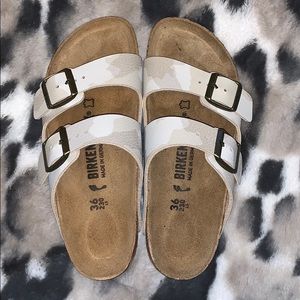 Women’s Tan Camo Birkenstock, Size 36 (WORN ONCE)